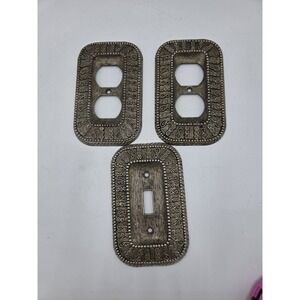 Set Of 3 Vintage Amer. Tack & Hdwe Metal Wall Outlet Covers And Light Switch...